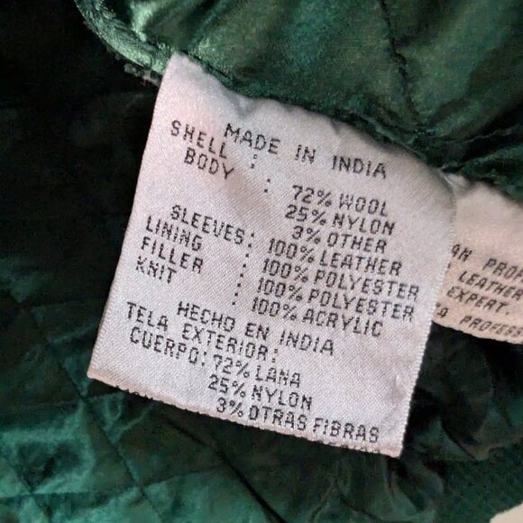 New York Jets Vintage Wool Blend Jacket with Real Leather Sleeves - Picture 7 of 9